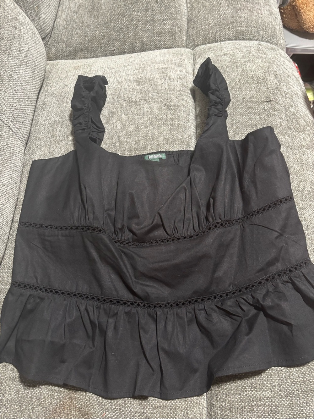 Target Black Ruffled-Strap Square Neck Camisole
